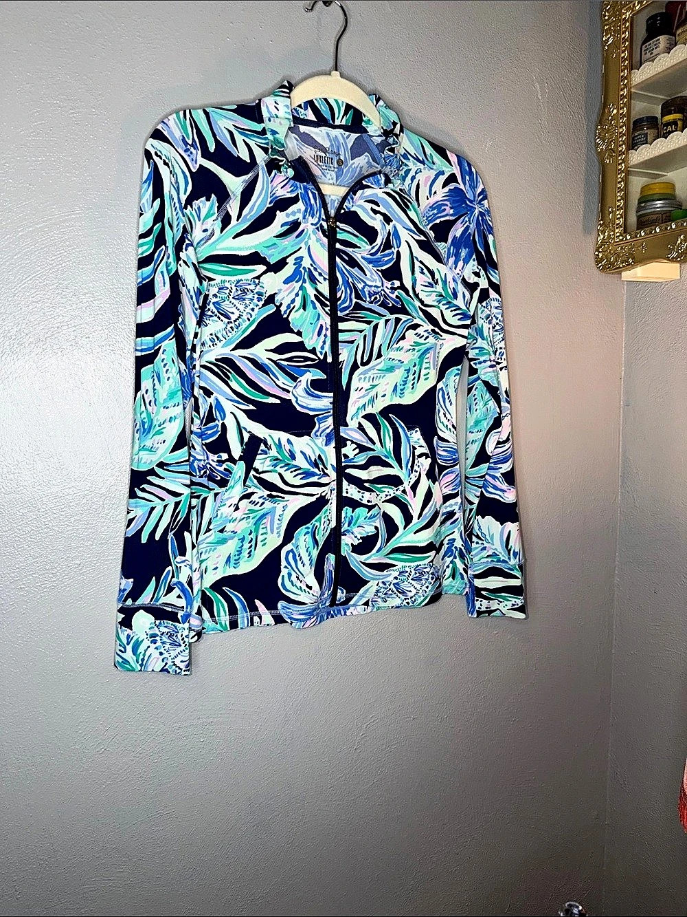 Lilly Pulitzer UPF 50+ Luxletic Full-Zip Jacket Blue & Green Small